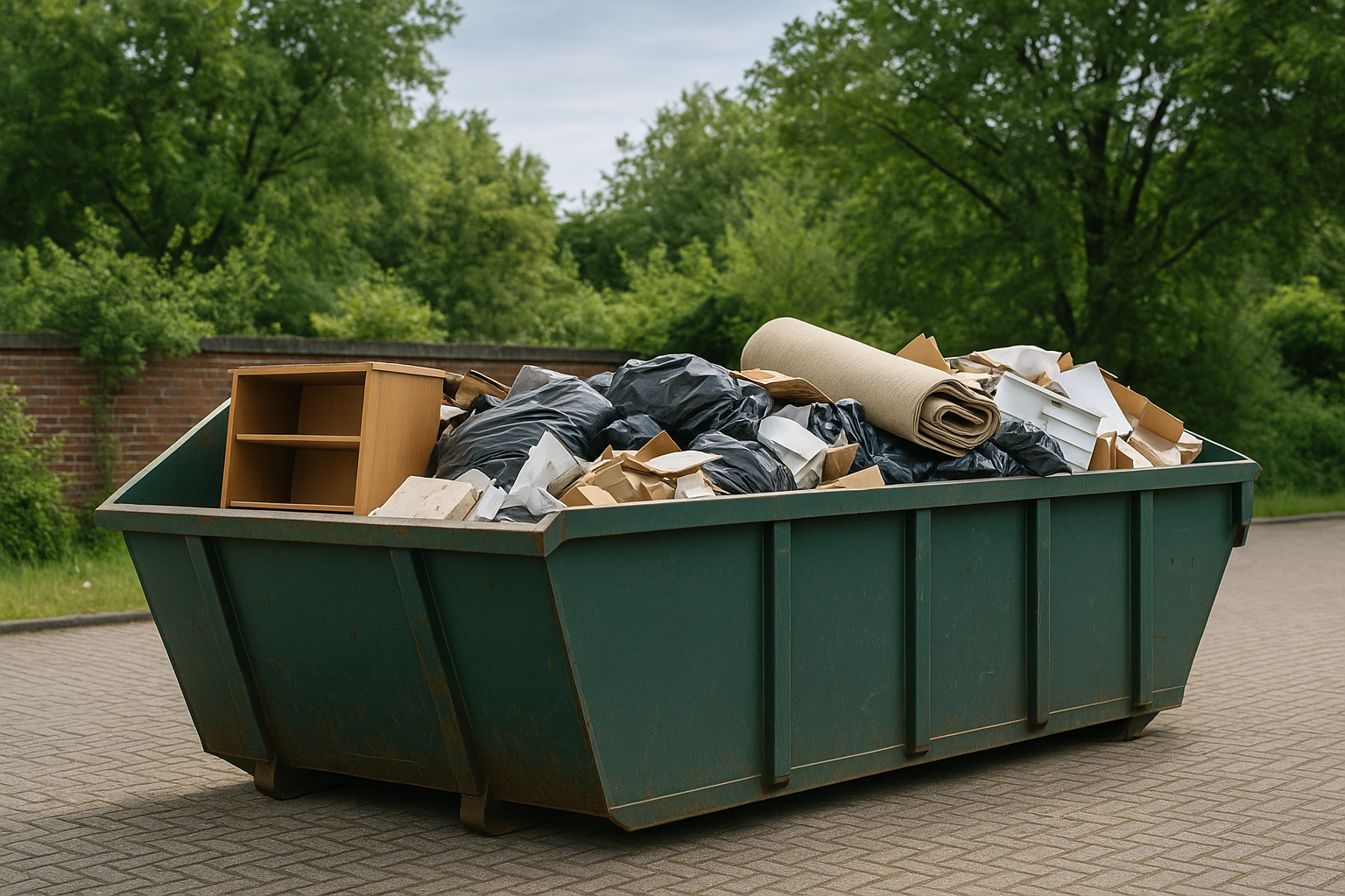 En container til usorteret affald gør det nemmere at komme i gang med oprydningen